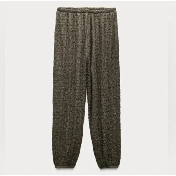 NWT Zara High-Waisted Balloon Style Joggers Olive Green Textured Bohemian Large - Picture 4 of 14